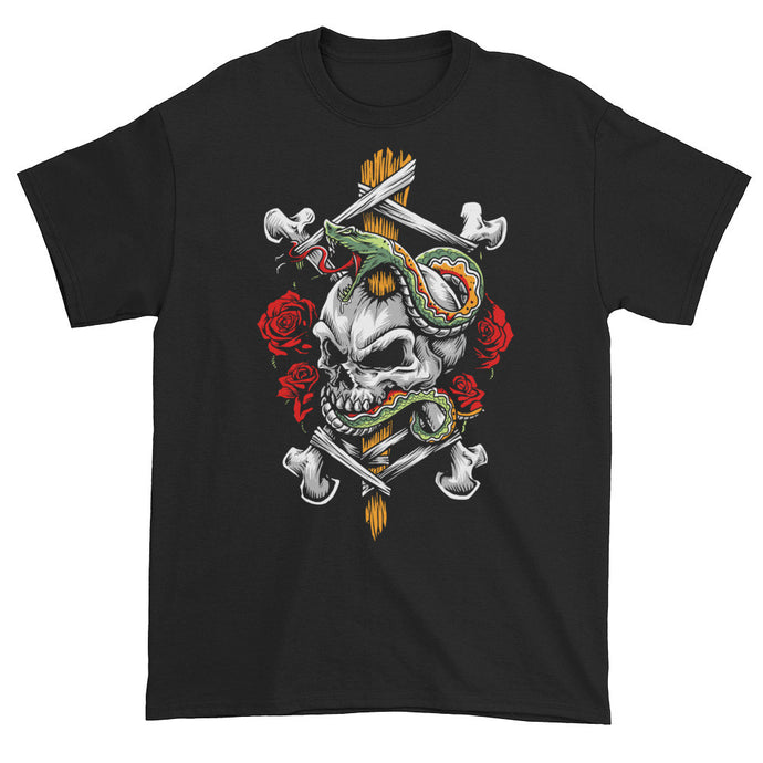 Skull and Snakes Black Short Sleeve Unisex T-Shirt