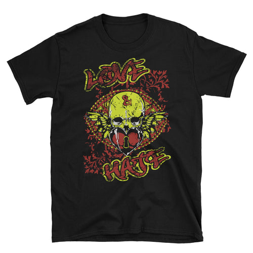 Love and Hate Skull Black Unisex T-Shirt